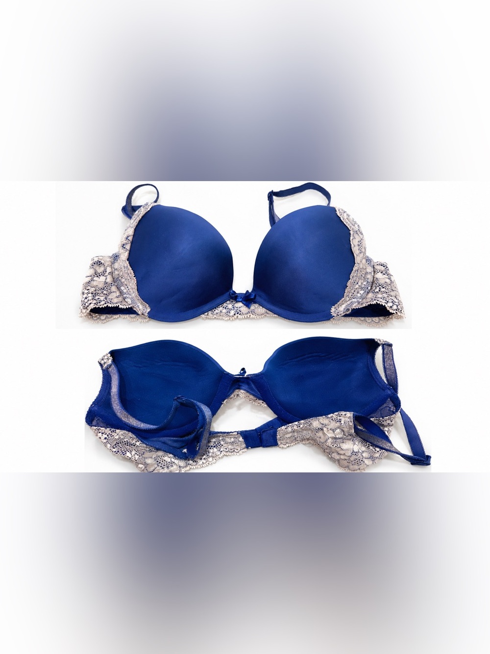 Victoria’s Secret Push Up Bra Blue Lace Underwire Padded Women’s Size 34C